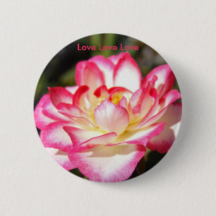 Liefde Liefde Liefde Knop Kleurrijk Roze Witte Roo Ronde Button 5,7 Cm