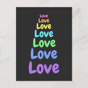 Liefde, liefde, liefdesregenboog woorden briefkaart