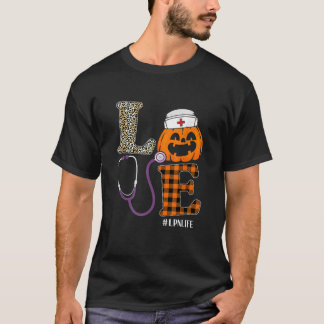 Liefde LPN Verpleegster Luipaard Pompoen Halloween T-shirt
