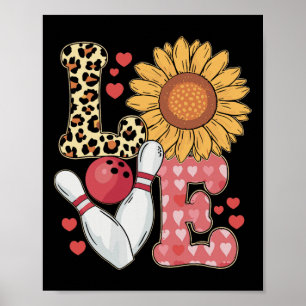 Liefde Luipaard Zonnebloem Bowling Valentijn Bowli Poster