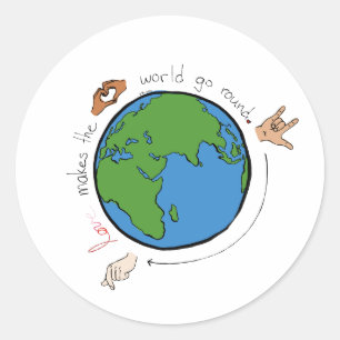 Liefde maakt de wereld Ronde ASL-Sticker Ronde Sticker