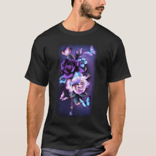 Liefde Magische Vlinder Paarse Rozen Bloemenvlinde T-shirt