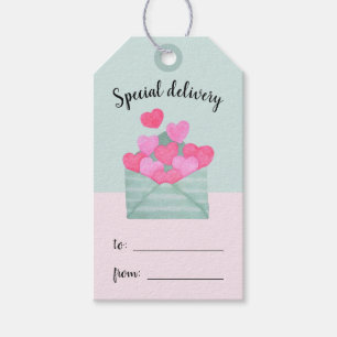 Liefde Mail Hearts Pastel Mint Roze Gift Label Cadeaulabel
