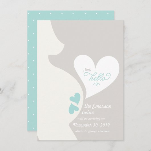 Liefde mama's Tummy Twins Zwangerschap Aankondigin Aankondiging (Voorkant / Achterkant)