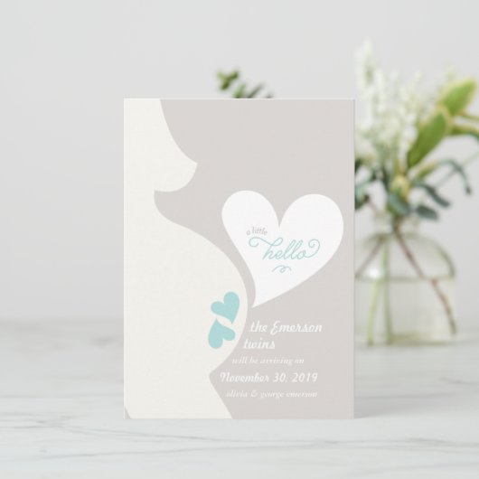 Liefde mama's Tummy Twins Zwangerschap Aankondigin Aankondiging (Staand voorkant)