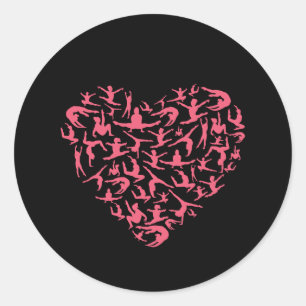 Liefde Meisjes Gymnastiek - Silhouet Hart Ronde Sticker