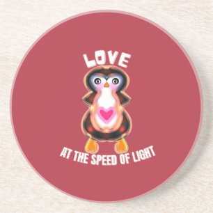 Liefde met de snelheid van het licht Pinguïn Cadea Zandsteen Onderzetter