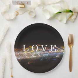 LIEFDE met elektrische lichten Papieren Bordje