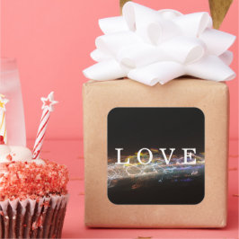 LIEFDE met elektrische lichten Vierkante Sticker