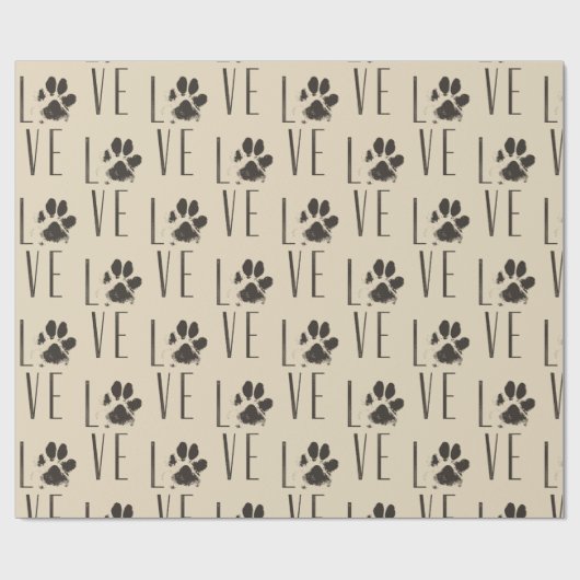 Liefde met het Brown Grunge Pet Paw Print Pattern Cadeaupapier (Vlak)