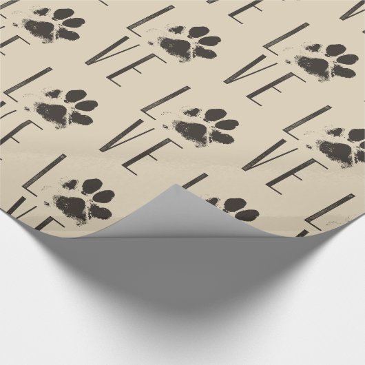 Liefde met het Brown Grunge Pet Paw Print Pattern Cadeaupapier (Hoek)
