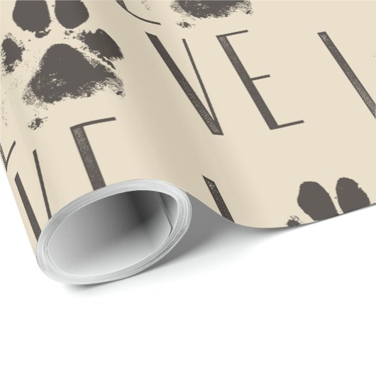 Liefde met het Brown Grunge Pet Paw Print Pattern Cadeaupapier (Rol Hoek)