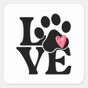 Liefde met Paw Print Sticker