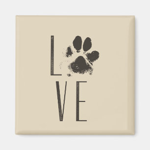 Liefde met Pet Paw Print Brown Grunge Typografie Magneet