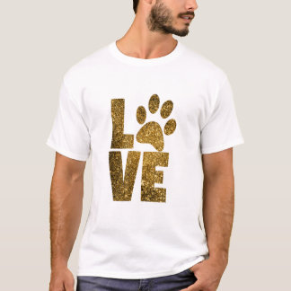 LIEFDE MET POOOTAFDRUK IN GLAM GOUD T-SHIRT
