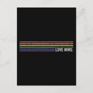 Liefde met regenboogvlag wint homoseksuele lesbisc briefkaart