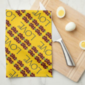 "Liefde" met rode/blauwe bloemen Theedoek (Quarter Fold)