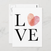 Liefde met rode vingerafdruk hart briefkaart (Voorkant / Achterkant)