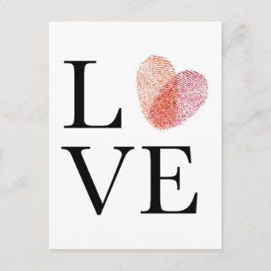 Liefde met rode vingerafdruk hart briefkaart