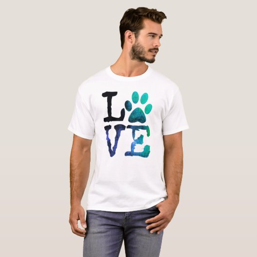 Liefde, met Shirt van de Druk van de Dog Paw (Voorkant volledig)