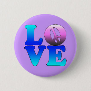 Liefde met vredesnaam ronde button 5,7 cm