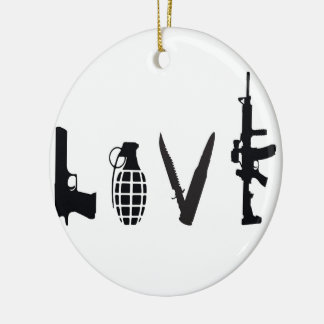 Liefde met wapens keramisch ornament