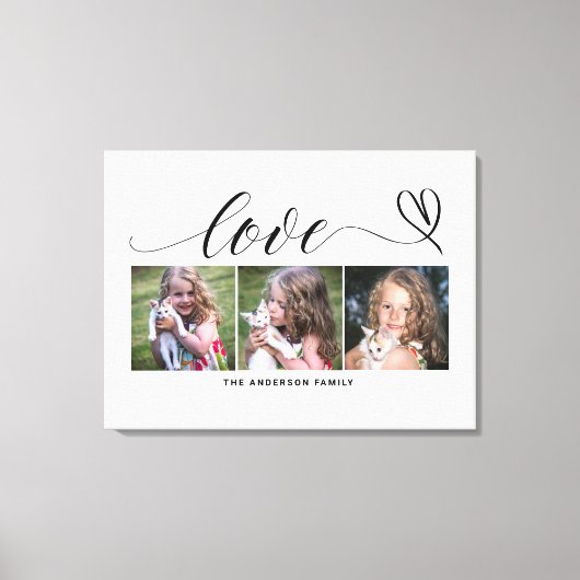 Liefde met zwart hart script aangepaste foto colla canvas afdruk (Voorkant)
