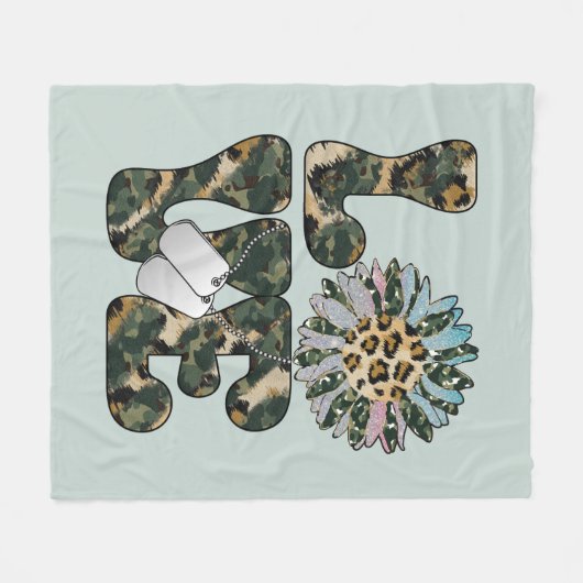 Liefde Militaire Zonnebloem Fleece Deken (Voorkant (Horizontaal))