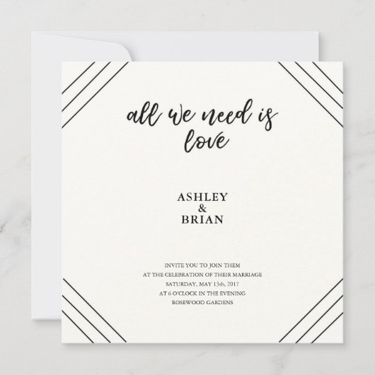 Liefde Minimale zwart-wit Kaart (Voorkant)