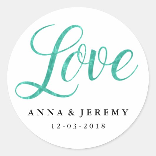 Liefde Mint Waterverf Bruiloft Sticker (Voorkant)