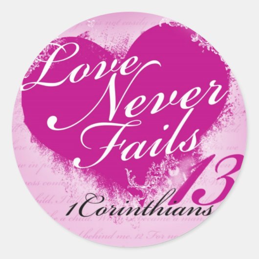 Liefde mislukt nooit - 1 Korintiërs 13 Sticker (Voorkant)
