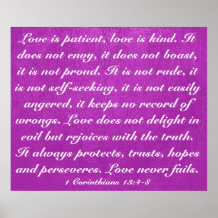 Liefde mislukt nooit bijbel vers 1 Corinthians 13: Poster