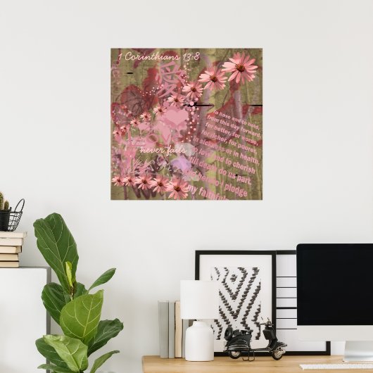 Liefde mislukt nooit ConeFlower Collage Poster (Thuiskantoor)