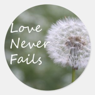 Liefde mislukt nooit Dandelion1 Corinthians 13 Ronde Sticker