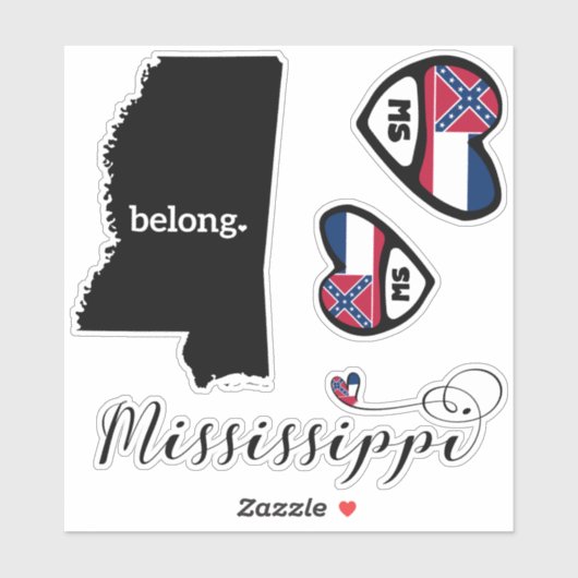 Liefde Mississippi, 3 Design, Die Cut Stickers (Vel)