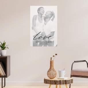 Liefde Modern Chique Calligrafie Eenvoudige Foto H Poster