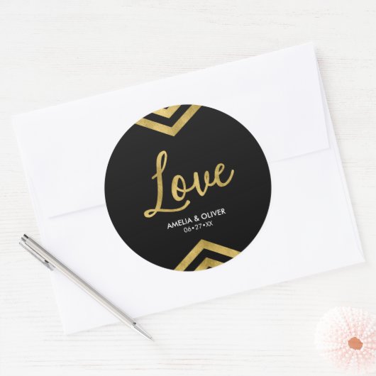 Liefde Modern Elegant Chevron Geometrisch Ronde Sticker (Envelop)