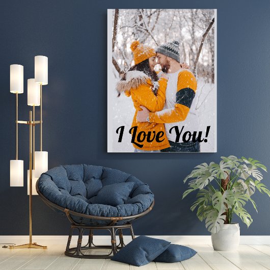 Liefde Modern Schrift Koppel Foto Elegant Canvas Afdruk