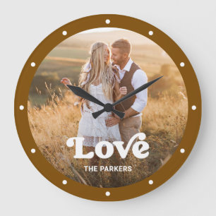 Liefde Modern Schrift met Foto Rustig Bruin Grote Klok