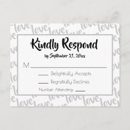 Liefde Modern Schrift Typografie RSVP Uitnodiging Briefkaart