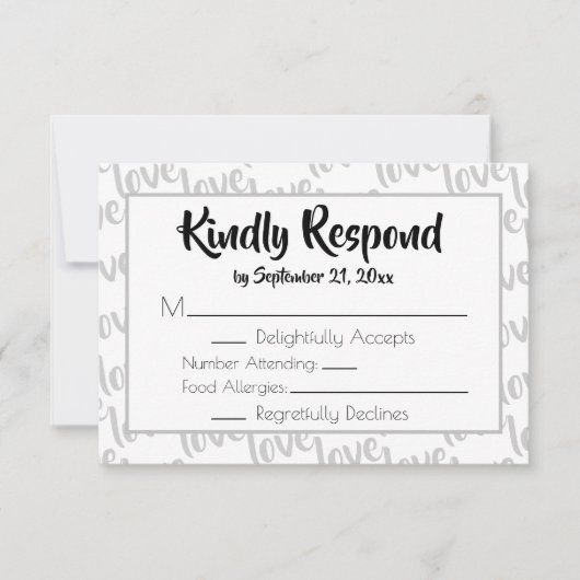 Liefde Modern Script Typografie RSVP Kaartje (Voorkant)
