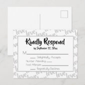 Liefde Modern Script Typografie RSVP Uitnodiging Briefkaart (Voorkant / Achterkant)