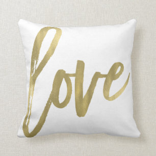 Liefde Modern Trendy Script Typografie Type Goud Kussen