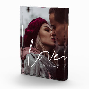 Liefde moderne kalligrafie-koppel fotoblokken