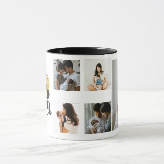 Liefde Moeder gouden hart met 5 Aangepaste Foto's Mok (Midden)