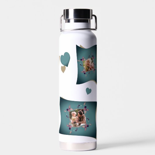 Liefde moeder - multi foto collage waterfles (Achterkant)