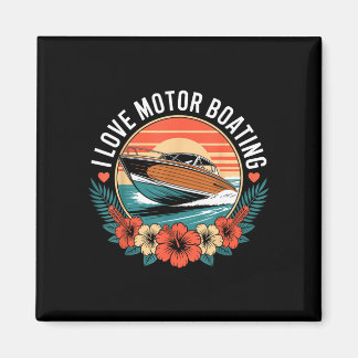 Liefde motorboot vintage zonsondergang speedboot magneet