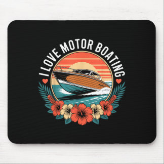 Liefde motorboot vintage zonsondergang speedboot muismat