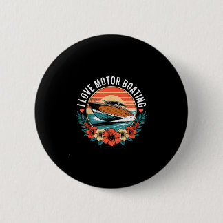 Liefde motorboot vintage zonsondergang speedboot ronde button 5,7 cm