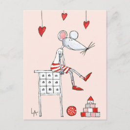 Liefde muis met hart briefkaart